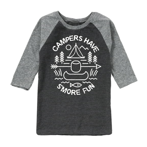 Instant Message - Camping - Campers Have S'more Fun - Toddler & Youth Raglan Graphic T-Shirt