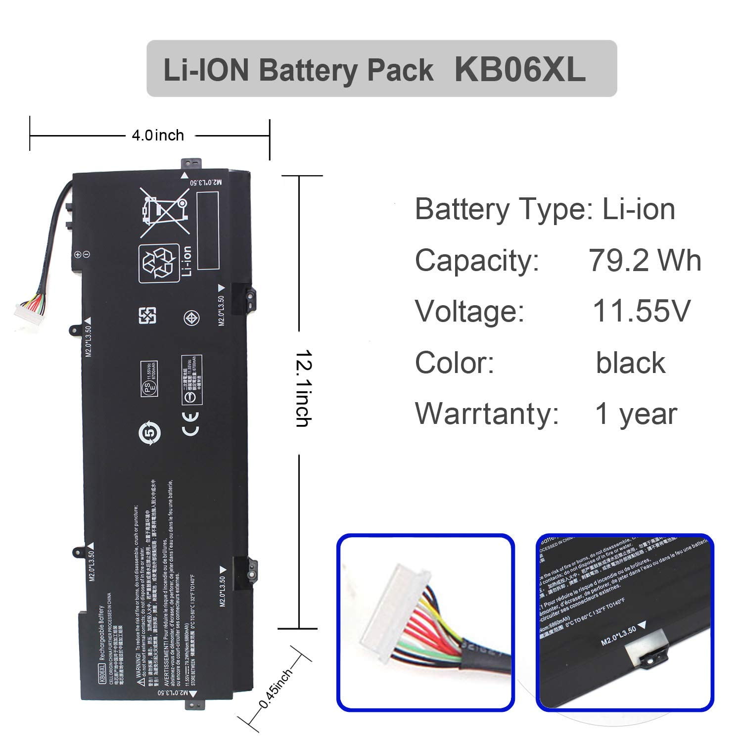 KB06XL Laptop Battery For HP Spectre X360 15 Series | 11.55V 79.2Wh Replacement Battery, Compatible With Multiple Models