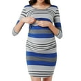 thumbnail image 3 of Jinhomg Women's Nursing Friendly Dresses Slim Fit Long Sleeve Cotton Bodycon Dress Fall Casual Comfy Striped Print Maternity Dresses for Breastfeeding Light blue XXL, 3 of 4