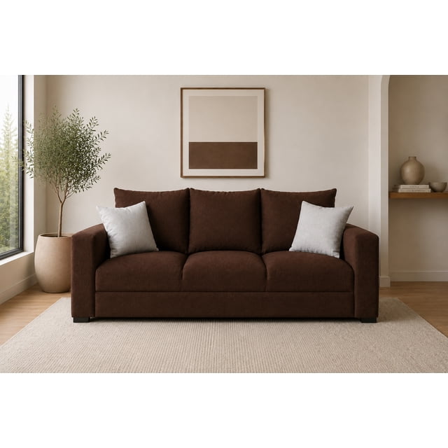 Sofa El Bazar Store Miami Lino Chocolate 3 plazas, Modular, Moderno, Sala
