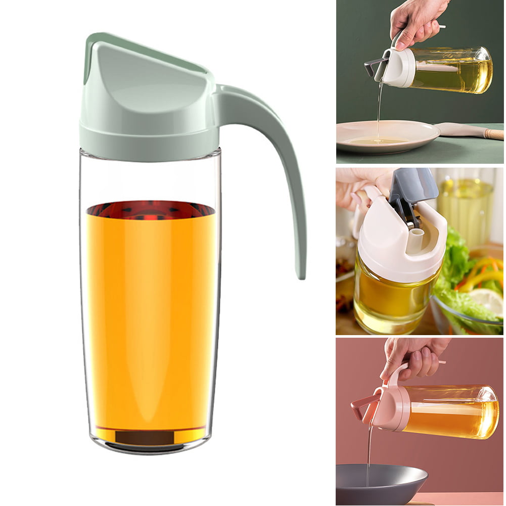 JHCHA Automatic Opening Glass Oil Pot Kitchen Household Plastic Leak-Proof Oil Tank Soy Sauce Bottle Vinegar Pot