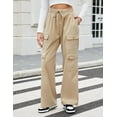 thumbnail image 2 of Women High Waisted Cargo Pants with 4 Pockets Drawstring Wide Leg Pants Y2K Baggy Trousers, 2 of 6