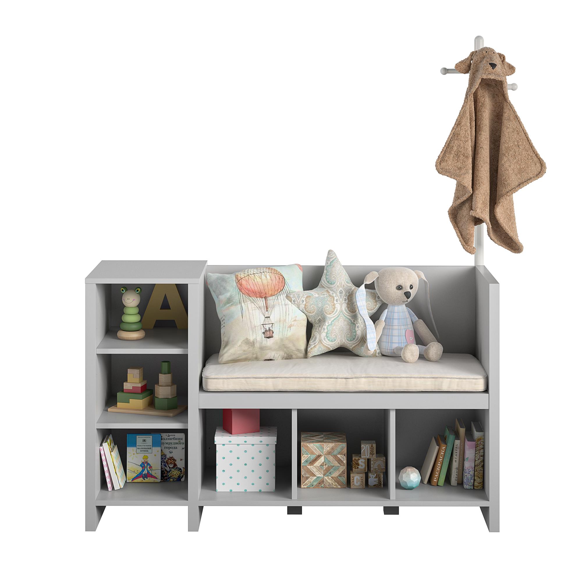 Ameriwood Home Charli Storage Bench and Coat Rack, Dove Gray - image 3 of 12