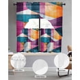 thumbnail image 2 of Shabby Abstract Swag Kitchen Curtains Sets for Windows 24 Inch Length, Geometric Artwork Painting Short Window Curtain Panels Swags Valances and Tiers 3 Piece Set for Cafe/Dining Room, 2 of 5