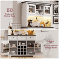 thumbnail image 5 of 71" Farmhosue Pantry Bar Cabinet with Internal Storage Rack, Kitchen Storage Cabinet with Power Outlet, Hutch, Sliding Door,  Pegboard, Wine & Glasses Rack, Rustic Coffee Bar Storage Cabinet, 5 of 8