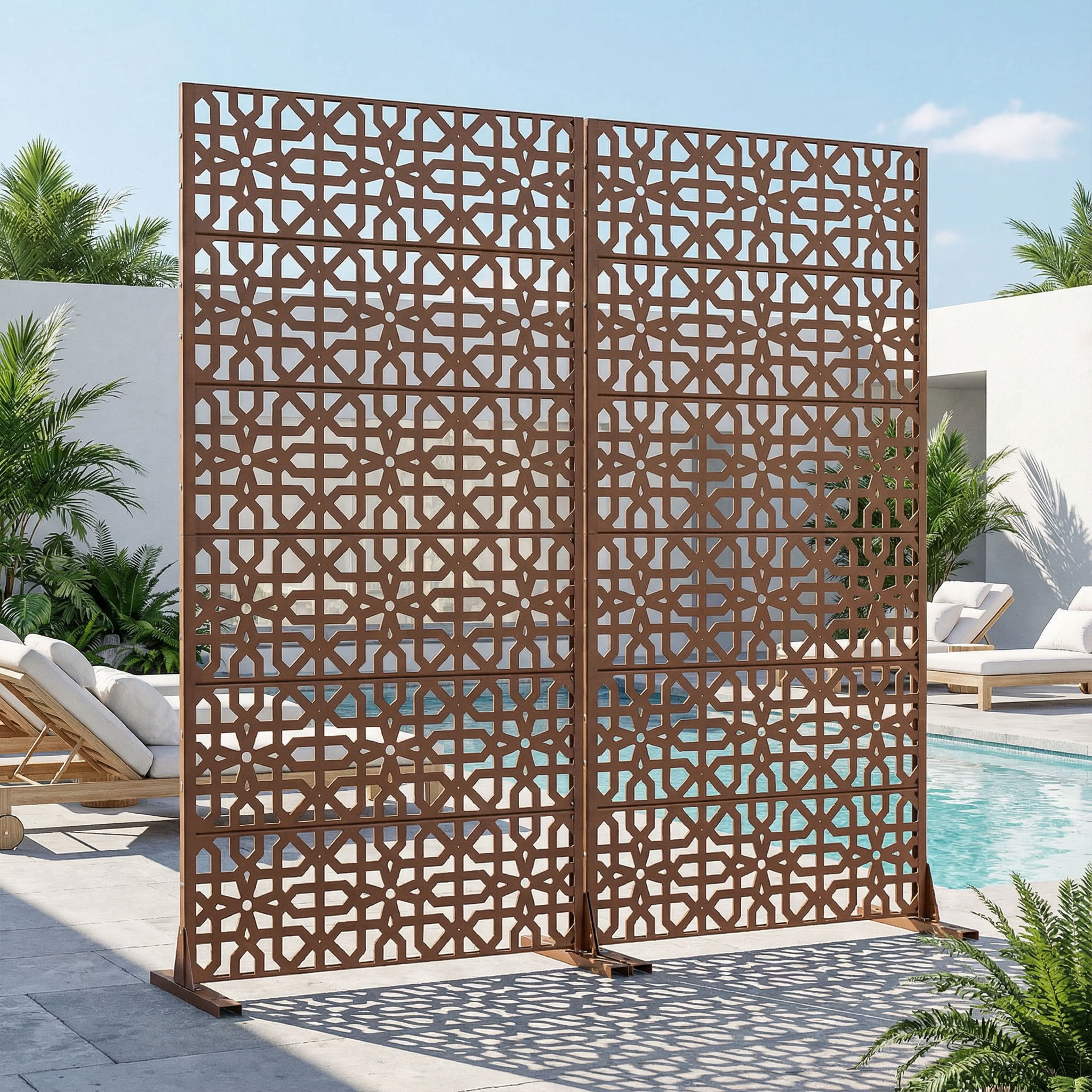 MAYEERTY 6 Panels Outdoor Privacy Screen, Metal Decorative Privacy Fence, 2 pcs Privacy Panel for Patio, Balcony, Backyard, Garden