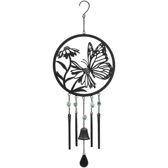 BUTTERFLY & DAISIES Silhouette Garden Wind Chime, by Carson