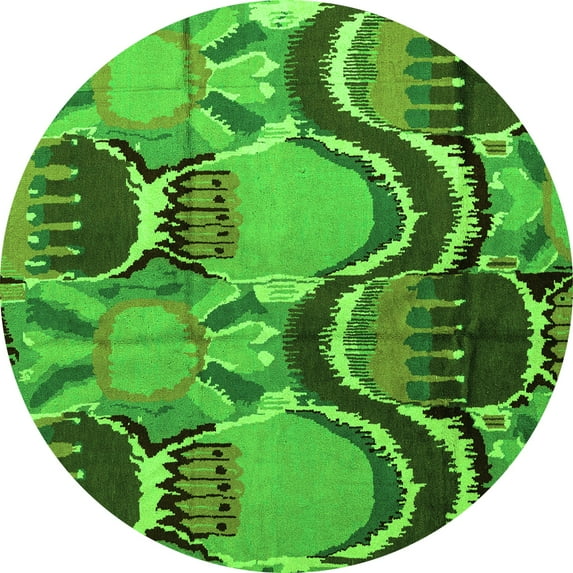 Ahgly Company Indoor Round Abstract Green Modern Area Rugs, 6' Round