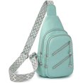 thumbnail image 1 of Sling Bag for Women, Crossbody Fanny Packs PU Leather Crossbody Bags Chest Bag Multiple Pockets Belt Bag Purse with Adjustable Strap 30cm(Green), 1 of 5
