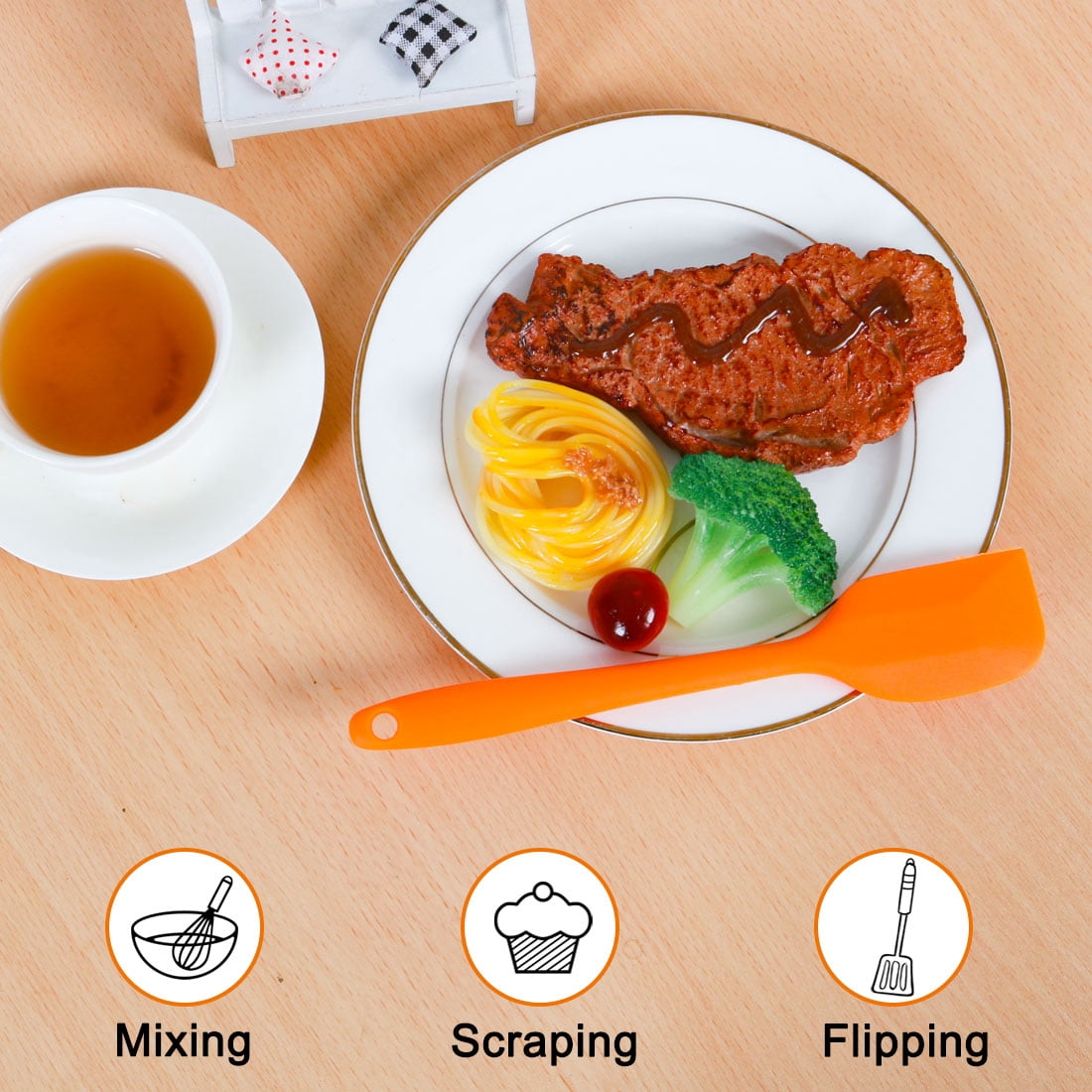 Unique Bargains Silicone Spatula 4 Pieces Heat Resistant Non Stick Turner Orange