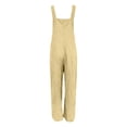 thumbnail image 5 of GILIGEGE Womens Cotton Linen Button-Front OverallsOveralls # Boho Pants Wide Leg Pants Sleeveless Jumpsuits Trendy Overalls Solid Color Fashion Clothes 2026 Casual Long Bib Pants Light Yellow, 5 of 5