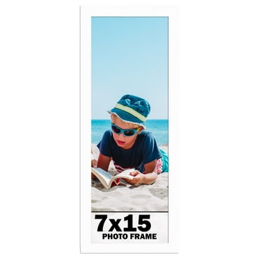 7x15 Frame White Solid Wood Picture Frame Includes UV Acrylic Shatter Guard Front, Acid Free Foam