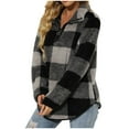 thumbnail image 6 of WMTBSRSW Womens Fashion Sweatshirts Plaid Stand Collar Sherpa Sweatshirts Half Zip Fuzzy Fleece Pullover Casual Loose Fluffy Outerwear Black Medium, 6 of 7
