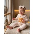 thumbnail image 4 of Cjfdfy Preemie Newborn Baby Girl Fall Outfit, Long Sleeve Little Sister Embroidered Letter Collar Jumpsuit Headwear 2-piece Set Cute Knit Jumpsuit Coming Home Fall Winter Outfit, 4 of 8