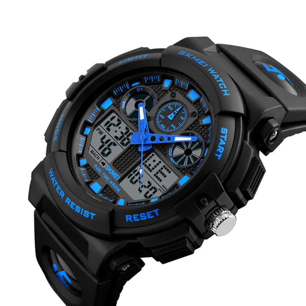 Men's Watches Men Black Dual Display Digital Quartz Wrist Watch Mens