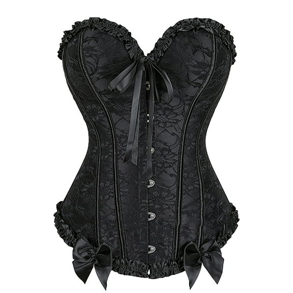 Fesfesfes Women's Court Corset Gothic Body Shaper Underwear Lace Splicing Bodysuit Shapeware or