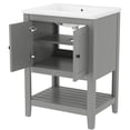 thumbnail image 4 of 24" Grey Modern Solid Wood Bathroom Vanity with Semilune Ceramic Sink for Easy Storage in Bathroom, 4 of 7