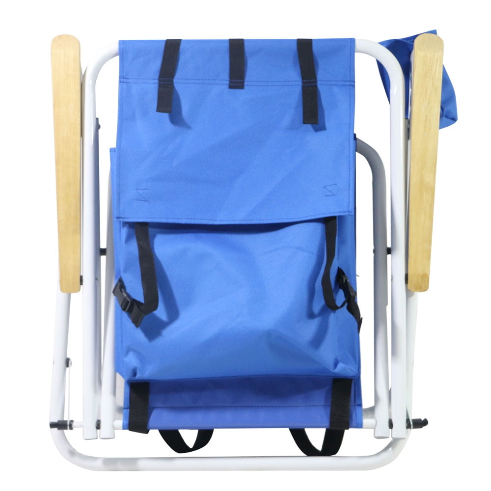 Portable High Strength Beach Chair with Adjustable Headrest Blue