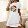 thumbnail image 5 of Sakmal Plus Size Moomoo Nightgowns Women Christmas Cozy White Ultra-Soft Sleep Dress Crew Neck Santa Claus Print Short Sleeve Short Nightgowns S-2XL, 5 of 5