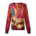 thumbnail image 2 of Mardi Gras Scrub Jackets for Woman Snap Front Casual Long Sleeve Holiday Scrubs Top Carnival Mask Printed Nurse Uniforms Workwear, 2 of 4
