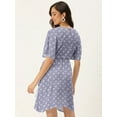 thumbnail image 3 of DressBerry Women's Printed Rayon Crepe Dress Casual Summer Kimono Sleeves Knee Length High Waist Round Neck Western Style Light Weighted High Rise Short Crepe Dress, 3 of 7