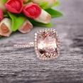 thumbnail image 4 of 8x6mm Oval Cut 2 Carat Big Morganite Engagement Ring Wedding Ring in 10k Rose Gold Halo Design Art Deco Personalized for Brides, 4 of 6