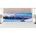 thumbnail image 2 of Winter Headboard, Surreal Cold Season Scenery High Mountain Peaks and Snowy Coniferous Pine Trees, Upholstered Decorative Metal Bed Headboard with Memory Foam, King Size, Blue White, by Ambesonne, 2 of 3