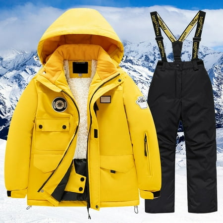 Hwmodou Toddler Girl Clothes Sets Childrens Ski Suit Multi Pocket Jacket Pants Kid Winter Windbroof Snowboarding Winter Warm Snow Suits Unisex Everyday Wear
