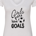 thumbnail image 4 of Inktastic Girls Gotta Have Goals Soccer Women's V-Neck T-Shirt, 4 of 5