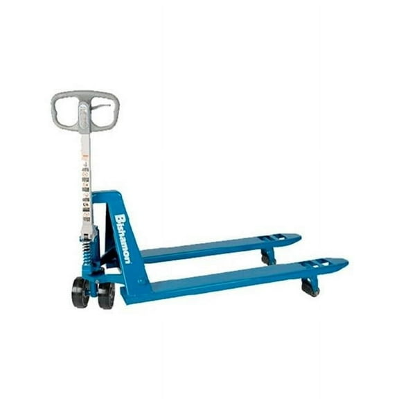 Bishamon 7124608 27 x 48 in. Forks Label Manual Pallet Jack - Blue - 5500 lbs