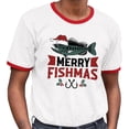 thumbnail image 2 of Merry Fishmas Ringer Tee Shirt Unisex X-Large White/Red, 2 of 5