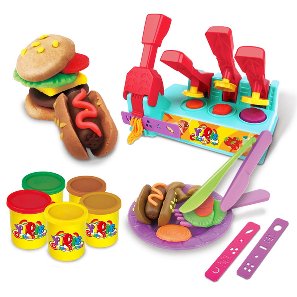 Children 3D Hairdresser/BBQ Clay Set Toys Kit DIY Playdough Molding Color8818C