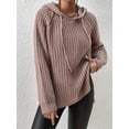thumbnail image 2 of Womens Spring Hoodie Sweater Long Sleeve Casual Clothes Loose Knit Top Khaki L, 2 of 5
