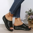 thumbnail image 2 of Anuirheih Women Slip On Low Heel Slippers Wedge Thick Flat Sandals Slide Peep Toe Mule Roman Sandals(Black), 2 of 7