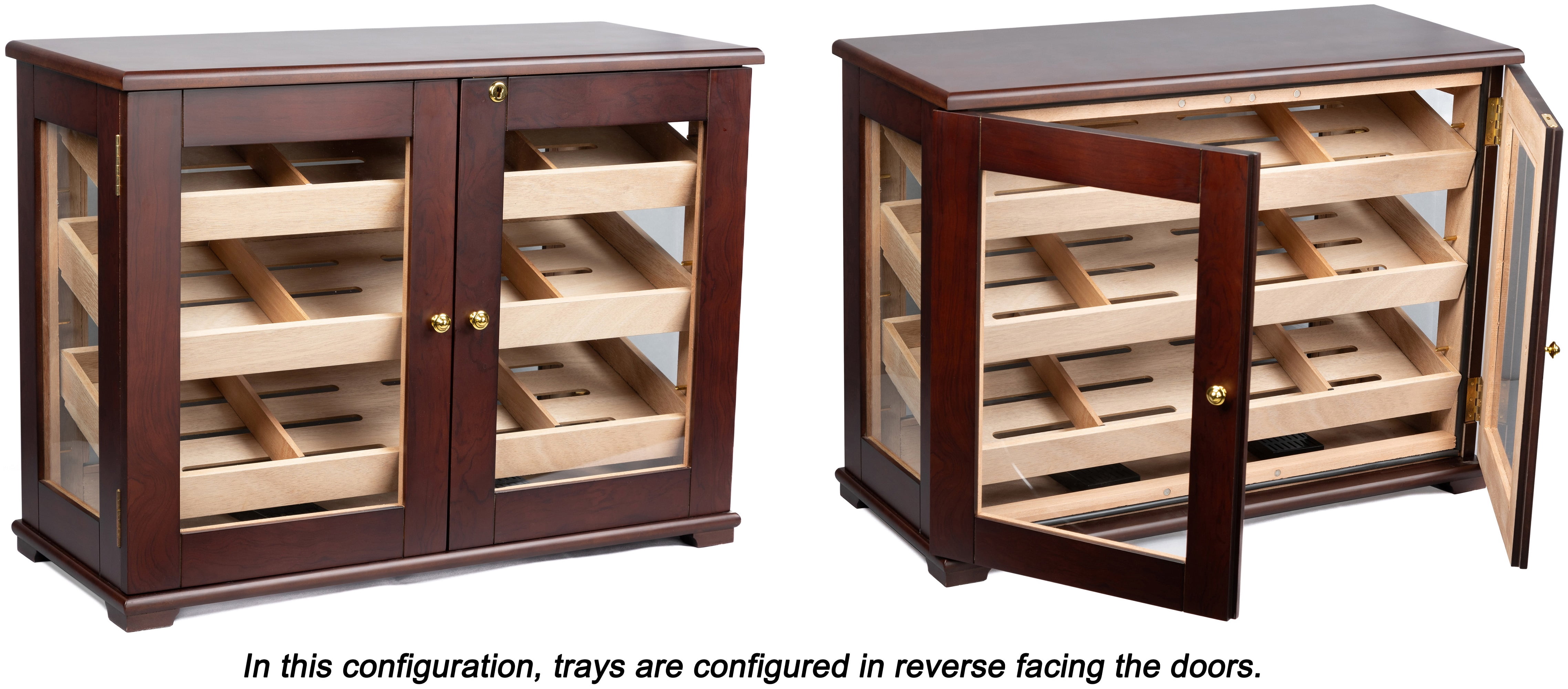 Marciano Countertop Display Cigar Humidor w/ Trays - Dark Mahogany Finish - Capacity: 250