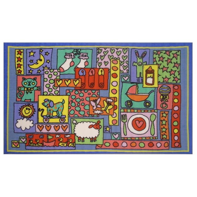 Tapis rectangle amusant pour enfant Oh Bébé multicolore nylon