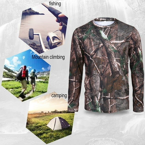 T Shirt Long Sleeve T Shirt Polyester Tree Camouflage Men Long Sleeve T Shirt Quick Drying Clothes For Camping Outdoor Sports