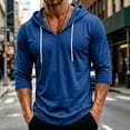 thumbnail image 2 of Vxararl3/4 Sleeve Hoodies for Men Trendy Hooded Graphic Sweatshirts Fall Winter Fleece Hoodies Big and Tall Loose Sweaters Blue 3XL, 2 of 6