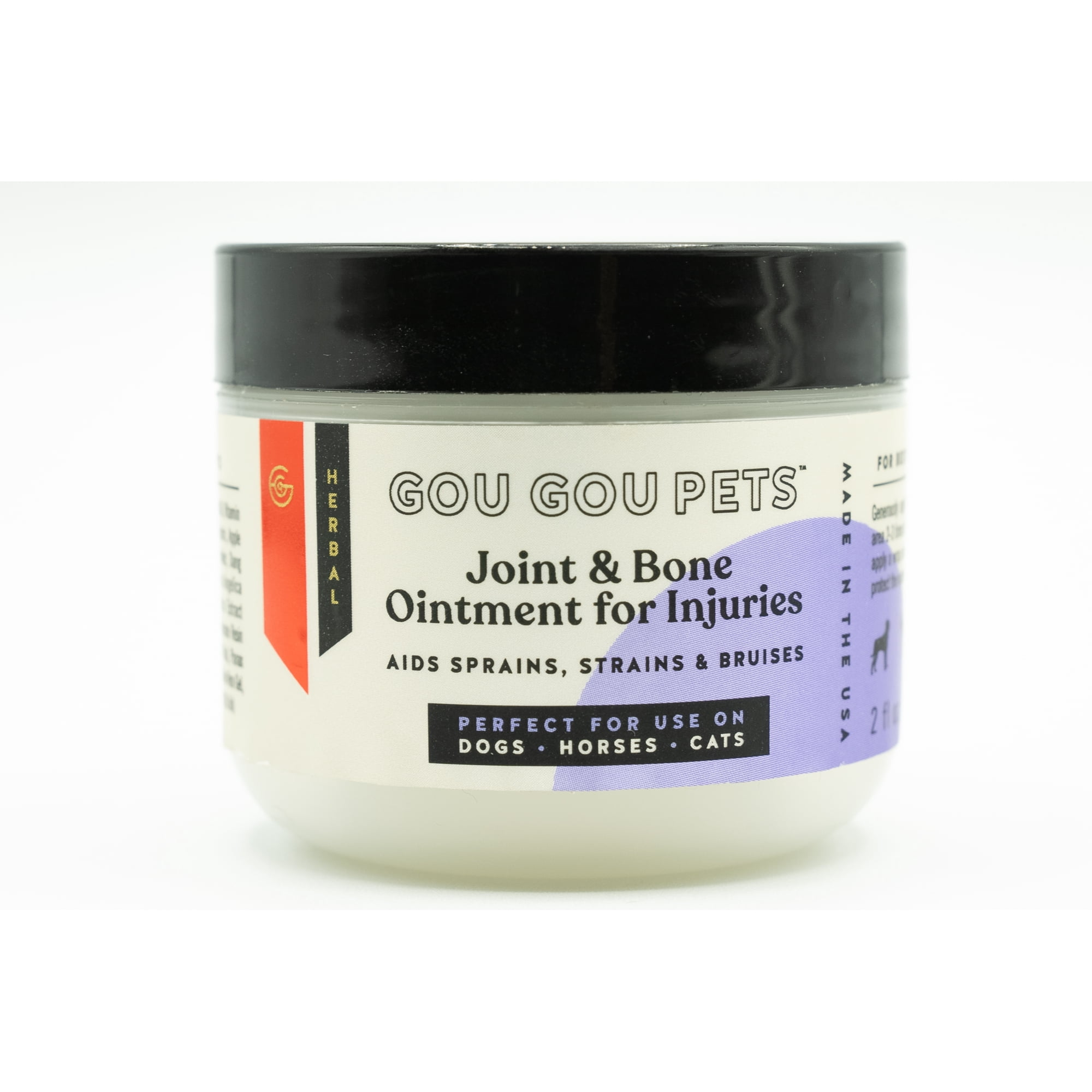 Gou Gou Pets Holistic Natural Derived Herbal Pet Care Joint & Bone Ointment for Injuries for Dogs, Cats and Horses: Sprains, Strains, and Swelling; Natural Joint Pain Relief - Made in USA - 2 oz