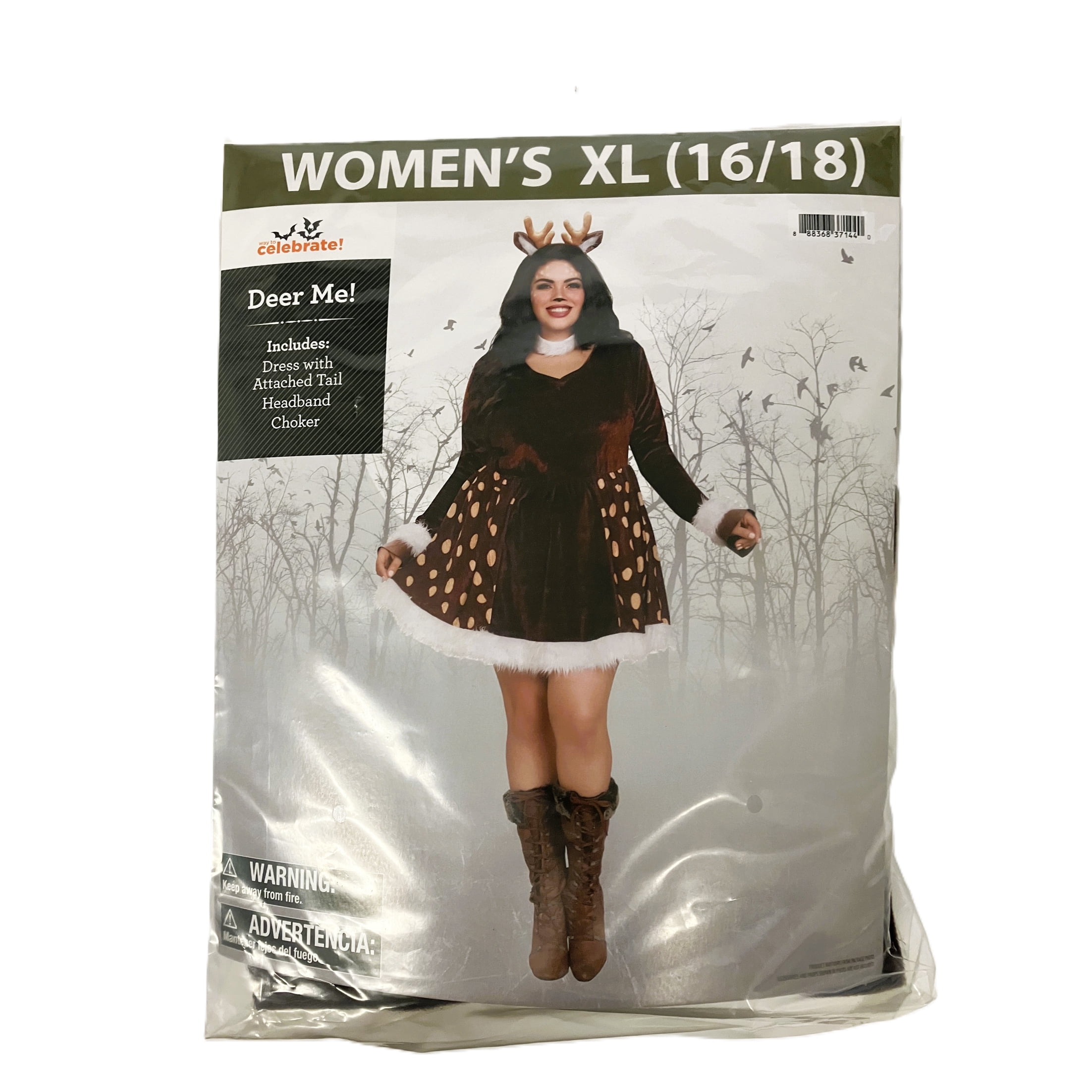 Deer Me! Halloween Costume for Adults, Women's Size XL (16/18), by Way to Celebrate