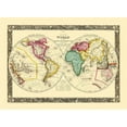 thumbnail image 2 of Mitchell 18x14 Gold Ornate Wood Framed with Double Matting Museum Art Print Titled - World Globular Projection - Mitchell 1860, 2 of 4