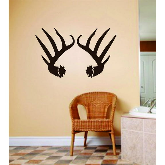Custom Wall Decal Deer Horns Animal Hunting Hunter Man Gun Boys Kids Bed Room Sports Hobby Sticker Vinyl Wall 8 X 12"