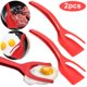 thumbnail image 1 of 2 en 1 Antiadherente Agarre Voltear Frito Pinza Tostada Pan Panqueque Espátula () Rojo, 1 of 8