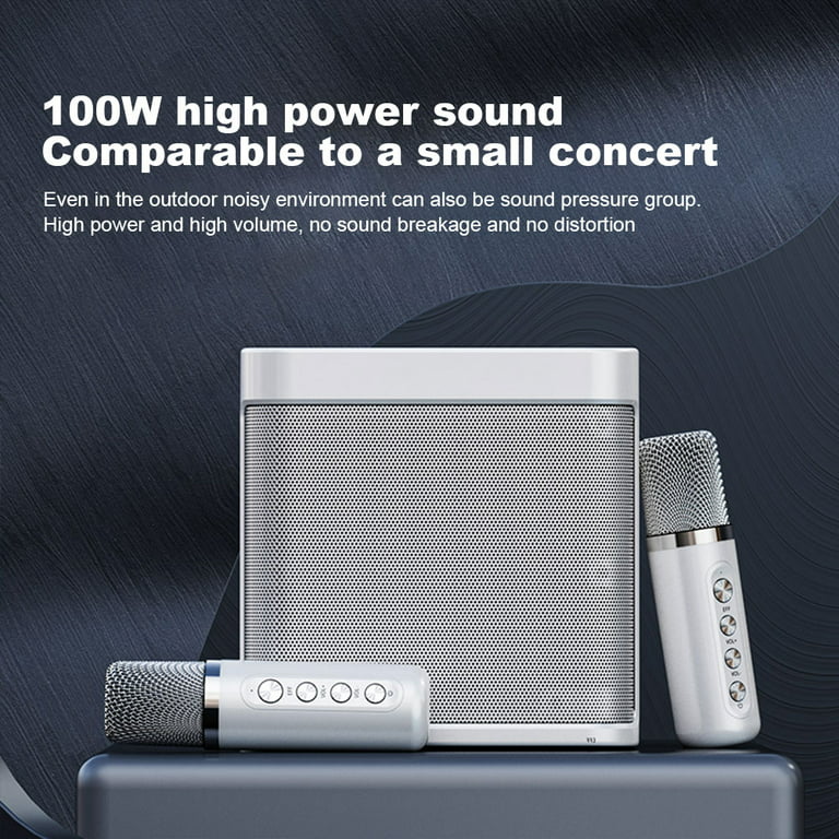 100W YS-203 Portable Karaoke Dual Microphone Wireless Speaker (White) 