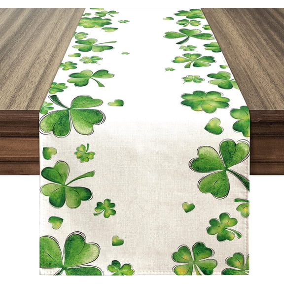 St. Patrick''s Day Table Runner, St. Patrick''s Day Decorations Shamrock Seasonal Spring Holiday Table Decorations for St. Patrick''s Day Party Dining Table Decor (13'''' x 71'''')