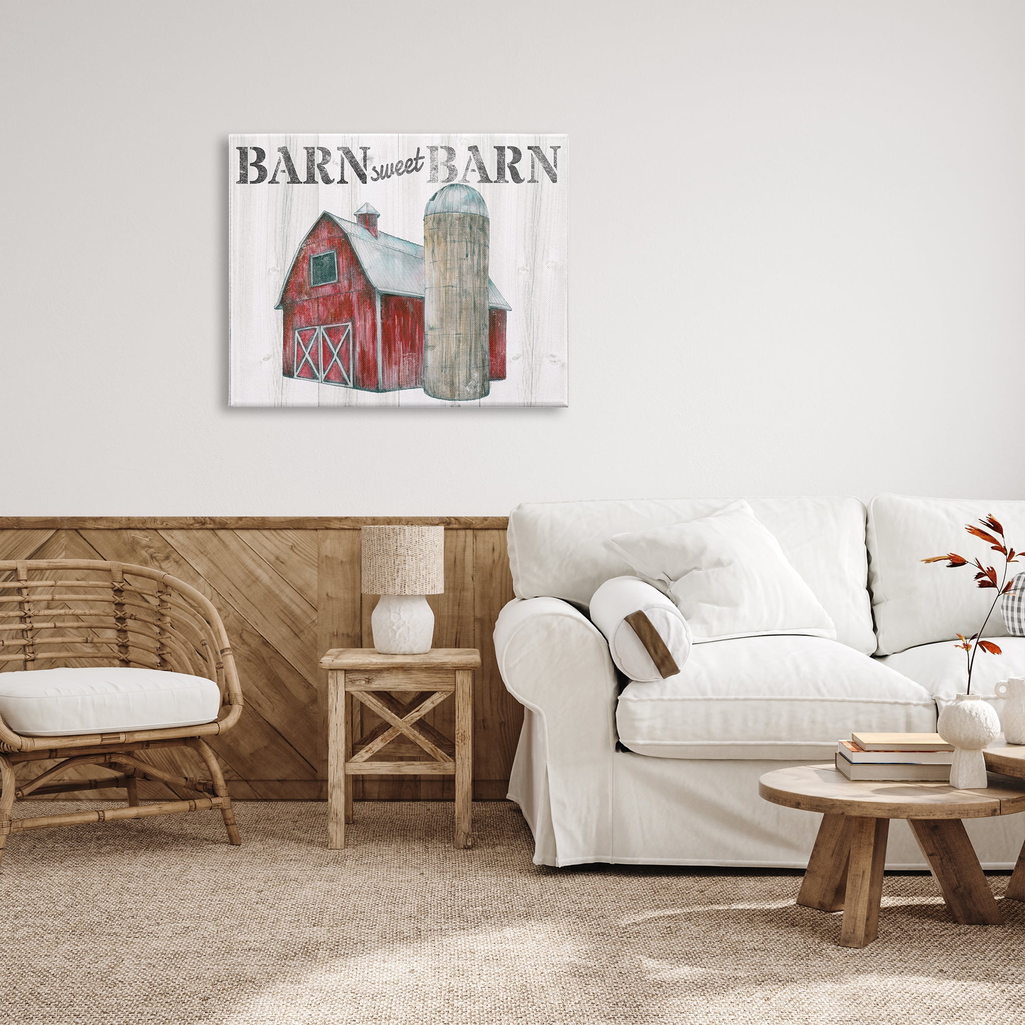 Stupell Industries Sweet Barn Rustic Phrase Landscape Painting Gallery Wrapped Canvas Art Print Wall Art, 40 x 30