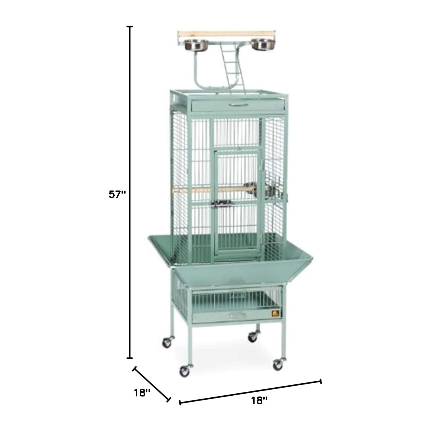 HomeStock Retro Renaissance Iron Select Bird Cage with Elegant Design, Durable Construction, Easy-Clean Tray-Color:Sage Green