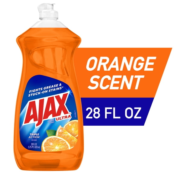 Ajax Ultra Triple Action Dishwashing Liquid Dish Soap, Orange Scent, 28 Fluid Ounce