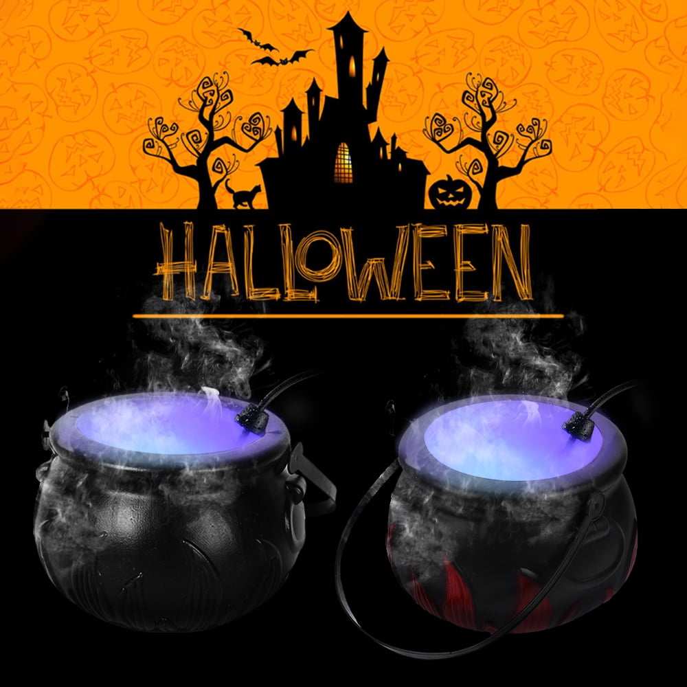 Halloween Fogger Machine Witch Smoking Pot Mist Maker Sprayer with LED