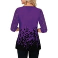 thumbnail image 2 of Uhndy Women's Top T Shirts Plus Size 3/4 Sleeve V Neck Shirt Floral Loose Blouse Lace Summer Tops, 2 of 4